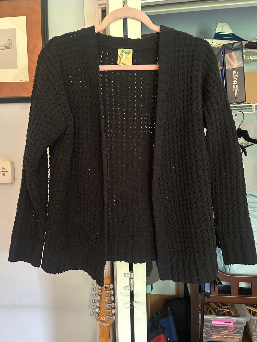 Open-Front Black Knit Cardigan Sweater - Abbotts